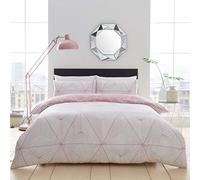 GC GAVENO CAVAILIA Luxury Soft Geometrical Shape King Size Bedding, Soft Breathable Geometric Beddings Duvet Cover Set, Reversible Triangle Quilt Covers Set, Blush Pink