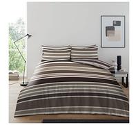GC GAVENO CAVAILIA Luxury Striped Complete Bedding Set With Pillowcase, Reversible Stripe Duvet Cover Single Bed With Fitted Bed Sheet Set, Natural