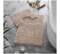 GC GAVENO CAVAILIA Luxury Super Soft 2 Piece Zero Twist Bath Mat Pedestal Set Non Slip, Extra Absorbent 100% Polyester Bathroom Toilet Rug, Regular (50x80, 50x40 cm), Blush Pink