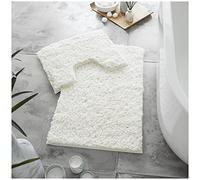 GC GAVENO CAVAILIA Luxury Super Soft 2 Piece Zero Twist Bath Mat Pedestal Set Non Slip, Extra Absorbent 100% Polyester Bathroom Toilet Rug, Regular (50x80, 50x40 cm), Cream