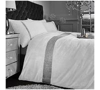 GC GAVENO CAVAILIA Luxury Teddy Arcade Duvet Set, Diamante Shiny Fleece Bedding Quilt Cover With Matching Pillowcases, White, Kingsize
