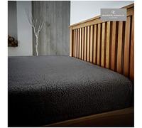GC GAVENO CAVAILIA Luxury Teddy Plain Fitted, Easy Care Soft Linen Thermal Warm Fluffy Bed Sheet, Double size, Charcoal, Polyester