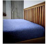 GC GAVENO CAVAILIA Luxury Teddy Plain Fitted, Easy Care Soft Linen Thermal Warm Fluffy Bed Sheet, Double size, Navy, Polyester