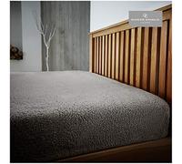 GC GAVENO CAVAILIA Luxury Teddy Plain Fitted, Easy Care Soft Linen Thermal Warm Fluffy Bed Sheet, Double size, Silver, Polyester