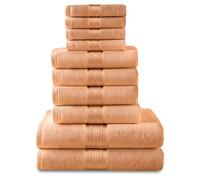 GC GAVENO CAVAILIA Luxury Towel Bale Set, 10 Piece Hotel Quality Towels, 450 GSM Lightweight & Quick Drying Towel Bales Egyptian Cotton 4x Face 4x Hand 2x Bath Towels, Peach