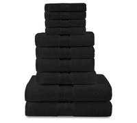 GC GAVENO CAVAILIA Luxury Towel Bale Set, 10 Piece Hotel Quality Towels, 450 GSM Lightweight & Quick Drying Towel Bales Egyptian Cotton 4x Face 4x Hand 2x Bath Towels, Black