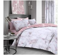 GC GAVENO CAVAILIA Marble Effece Single Duvet Cover Set, Easycare Super Soft & Cosy Reversible Textured Quilt Cover Bedding Set, Blush Pink