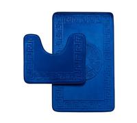 GC GAVENO CAVAILIA Memory Foam Bath Mat Non Slip - Extra Soft Highly Water Absorbent Bathroom Mat Sets 2 Piece - Greek Toilet Rug (50 x 80 cm) & Pedestal Set (50 x 40 cm) - Washable - Royal Blue
