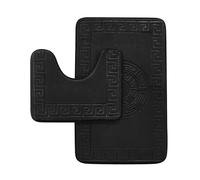 GC GAVENO CAVAILIA Memory Foam Bath Mat Non Slip - Extra Soft Highly Water Absorbent Bathroom Mat Sets 2 Piece - Greek Toilet Rug (50 x 80 cm) & Pedestal Set (50 x 40 cm) - Washable - Black