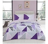 GC GAVENO CAVAILIA Metalic Marble Duvet Cover Sets, Reversible Triangle Bedding Double Bed Set, Washable Quilt Covers, Purple/Grey, 686729