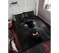 GC GAVENO CAVAILIA Microfiber Double Bedding Set - 3D Panther Duvet Cover with Pillowcases - Animal Printed Double Quilt Cover Bed Linen(200x200 cm) - Hypoallergenic Comforter Cover & All Season