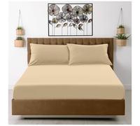 GC GAVENO CAVAILIA Microfiber Fitted Bed Sheet - Hypoallergenic Soft Bedding Sheets - (15 inch) 38cm Deep Fitted Sheets Double Bed - Fade Resistant Plain Bottom Sheet, 138 x 190cm, Beige