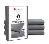 GC GAVENO CAVAILIA Microfiber Fitted Sheet Double - 4 Pack Plain Bed Sheets - Deep Pocket 10 inch (25cm) - Shrinkage, Fade & Wrinkle Resistant Bottom Sheet, Fit to Mattress (137x193 cm) - Charcoal