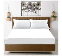 GC GAVENO CAVAILIA Microfiber Fitted Sheet Double - Plain Bed Sheets - Deep Pocket 10 inch (25cm) - Shrinkage, Fade & Wrinkle Resistant Bottom Sheet, White to Mattress (137x193 cm) - Machine Washable