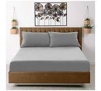 Microfiber Fitted Sheet Double - Plain Dyed Bedding Sheet - Grey Bottom Bed Sheet