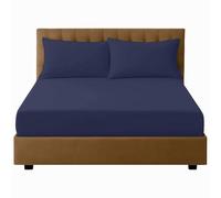 "GC GAVENO CAVAILIA Microfiber Fitted Sheet | Elasticated, Breathable Microfibre King Size Fitted Sheets | Deep Pocket 10 inch (25 cm) Wrinkle Resistant Plain Navy Bedding Bottom Sheet"