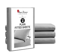 GC GAVENO CAVAILIA Microfiber Fitted Sheet King Size - 4 Pack Plain Bed Sheets - Deep Pocket 10 inch (25cm) - Shrinkage, Fade & Wrinkle Resistant Bottom Sheet Fit to Mattress (152x203 cm) - Grey