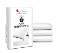 GC GAVENO CAVAILIA Microfiber Fitted Sheet Single - 4 Pack Plain Bed Sheets - Deep Pocket 10 inch (25cm) - Shrinkage, Fade & Wrinkle Resistant Bottom Sheet Washable Fit to Mattress (91x190 cm) - White