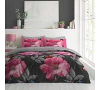 GC GAVENO CAVAILIA Microfiber Kingsize Duvet Cover Sets | Floral Bedding Sets King Size, Reversible Plain Quilt Cover Bed Set | Hypoallergenic Duvet Cover With Pillowcases | (230x220 Cm), Charcoal