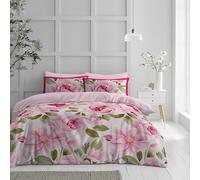 GC GAVENO CAVAILIA Microfiber Kingsize Duvet Cover Sets | Floral Bedding Sets King Size, Reversible Plain Quilt Cover Bed Set | Hypoallergenic Duvet Cover With Pillowcases | (230x220 Cm), Pink