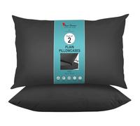 GC GAVENO CAVAILIA Microfiber Pillow Case 2 Pairs - Housewife Pillowcases - Plain Dyed Soft & Breathable Covers - Standard Size 75x50 cm - Wrinkle & Fade Resistant - Machine Washable Bedding - Black