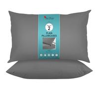 GC GAVENO CAVAILIA Microfiber Pillow Case 2 Pairs - Housewife Pillowcases - Plain Dyed Soft & Breathable Covers - Standard Size 75x50 cm - Wrinkle & Fade Resistant Machine Washable Bedding - Charcoal