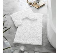 GC GAVENO CAVAILIA Microfibre Bath Mats Sets For Bathroom 2 Piece - Pedestal Set Non Slip Quick Drying Shower Bath Mat, Water Absorbent Washable Toilet Rug - White
