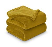 GC GAVENO CAVAILIA Mink Fluffy Blanket, Soft & Cosy Thermal Throw For Sofas, Cuddle Warm Throws For Beds, Ochre, 150X200 Cm