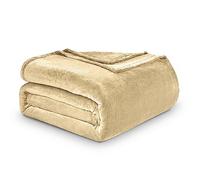 GC GAVENO CAVAILIA Mink Fur Plain Fabric Fleece Bed Throw, Warm & Cosy Fuzzy Thick Blanket Double Bed Sofa Couch Bedspread, Cream 150x200 Cm