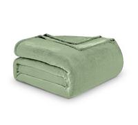 GC GAVENO CAVAILIA Mink Fur Plain Fabric Fleece Bed Throw, Warm & Cosy Fuzzy Thick Blanket Double Bed Sofa Couch Bedspread, Sage Green 150x200 Cm