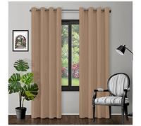 GC GAVENO CAVAILIA Modern Blackout Curtains 66X54 Inch Latte | Super Soft & Energy-Efficient Thermal Eyelet Drapes | Fully Lined Room Darkening Curtains For Bedrooms, Living Rooms, & Sophisticated