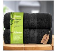 GC GAVENO CAVAILIA Natural Bamboo Bath Towels, 2 Pack, 70x120cm, Black