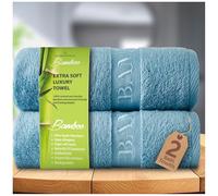 GC GAVENO CAVAILIA Natural Bamboo Bath Towels, 2 Pack, 70x120cm, Blue