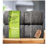 GC GAVENO CAVAILIA Natural Bamboo Bath Towels, 2 Pack, 70x120cm, Charcoal