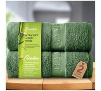 GC GAVENO CAVAILIA Natural Bamboo Bath Towels, 2 Pack, 70x120cm, Green