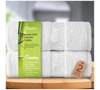 GC GAVENO CAVAILIA Natural Bamboo Bath Towels, 2 Pack, 70x120cm, White