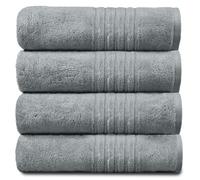 GC GAVENO CAVAILIA New Hampton Hand, Ultra Soft Extra Absorbent Pack of 4 Luxury Towel Set, 100% Ringspun Cotton, Egyptian, Silver/Grey, 50x80 Cm