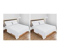 GC GAVENO CAVAILIA Non Iron Percale Flat Sheet King Size- Polycotton Anti Wrinkle Hotel Quality Bed Sheets- Luxury Bedding Plain Dyed Flat Sheet- White (Pack of 2)