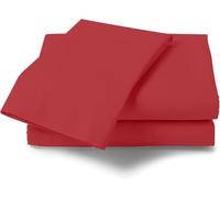 "GC GAVENO CAVAILIA Non Iron Plain Dyed Percale Flat Sheet, Soft Polycotton Bed Sheets, 180 Thread Count Easy Care Bedding, Single, Red"
