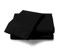 GC GAVENO CAVAILIA Non Iron Plain Dyed Percale Flat, Soft Polycotton Sheets, 180 Thread Count Easy Care Bedding, Black, Single