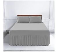 GC GAVENO CAVAILIA Non Iron Valance Sheets King Size, Percale Hotel Quality Frilled Valance Fitted Sheet, Soft Polycotton & Breathable Plain Dyed Valance Sheet, Silver