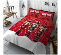 GC GAVENO CAVAILIA Nutcracker Christmas Duvet Cover Set - Red Festive Soft Lightweight Microfiber Bedding Machine-Washable Bed Linen With Pillowcases For Kids & Adults - King -Multi