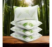 GC GAVENO CAVAILIA Orthopaedic Bamboo Pillow Memory Foam - 4 Pack, 48x74 cm - Hypoallergenic & Antibacterial - Firm Neck & Shoulder Support - Luxury Bed Pillows for Hotel Quality, White