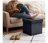 GC GAVENO CAVAILIA Ottoman Storage Box for Living Room | Toys, Clothes, Blanket Boucle Stool With Lid | Square Foldable Storage Box Footstool Storage Bench (38x38x38 cm) - Charcoal