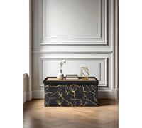 GC GAVENO CAVAILIA Ottoman Storage Box With Lid | Foldable Footstool With Storage Chests Ottoman Coffee Table | Decorative Outdoor Storage Box For Living Bedroom | 76X35X35cm, Black