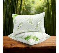 GC GAVENO CAVAILIA Pack of 2 Luxury Bamboo Memory Foam Pillows - Orthopaedic Neck & Shoulder Support - Hypoallergenic Bed Pillow, Antibacterial - Hotel Quality with Washable Cover - 48x74 cm