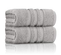 GC GAVENO CAVAILIA Pack of 2 Ultra Soft Super Absorbent Bath Sheets, 550 GSM 100% Cotton Line Texture Towels, Egyptian, Silver, 80x140 Cm