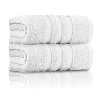 GC GAVENO CAVAILIA Pack of 2 Ultra Soft Super Absorbent Bath Sheets, 550 GSM 100% Cotton Line Texture Towels, White, 80x140 Cm