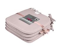 GC GAVENO CAVAILIA Pack of 4 Chair Pads Office Garden Chair 38X38 Cm - Indoor Outdoor Removable Cover Square Seat Pads For Dining Chairs - Patio Kitchen Cushion Pads With Ties, Brown