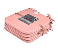 GC GAVENO CAVAILIA Pack Of 4 Outdoor Chair Pads - 38x38 Cm - Removable Seat Pads with Ties - Comfortable Garden Chair Cushions - Non Slip Square Seat Pads For Dining Chairs - Pink